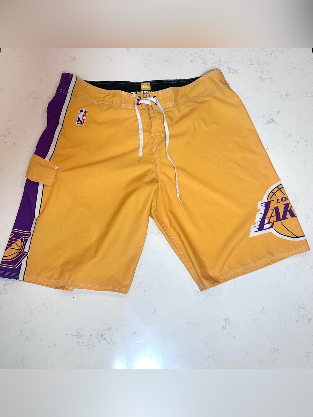 Quiksilver Los Angeles Lakers Yellow and Purple Athletic Board Shorts